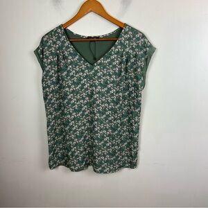 Papermoon Green Floral Daisy Blouse Top W/ Button Detail Cottagecore Medium NWOT